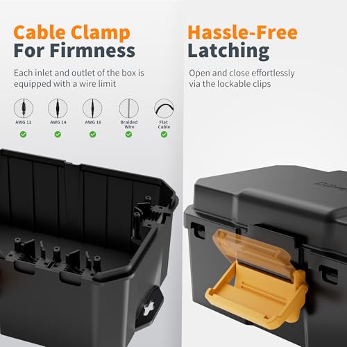 Waterproof Electrical Box, Diivoo Outdoor Extension Cord Covers Waterproof, Large Size 6 Cable Seal Entry, Outdoor Plug Cover, Outdoor Extension Cord Box, Black - size: Large