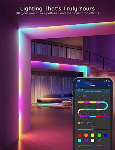 Govee 100ft RGBIC LED Strip Lights, Smart LED Lights Work with Alexa and Google Assistant, LED Lights for Bedroom WiFi App Control Segmented DIY Multiple Colors, Color Changing Light, (2 x 50ft) - size: 100ft