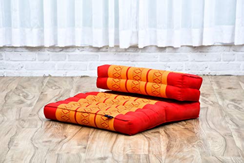 Leewadee Foldable Floor Mattress – 2 in 1 Floor Meditation Mat for Yoga and Relaxation, Seating Futon with Kapok - color: Sf02 - Orange