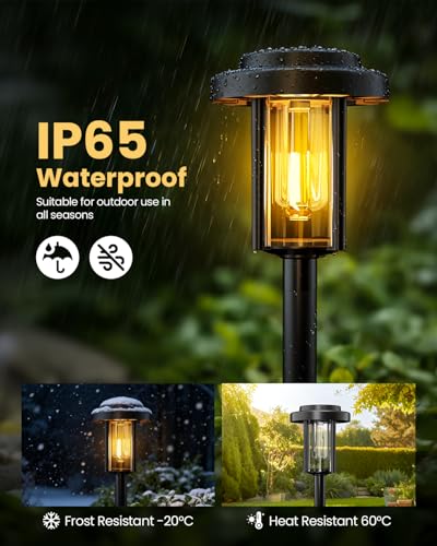 Solar Pathway Lights, 12 Pack Solar Light Outdoor IP65 Waterproof, Garden Lights Solar Powered, Outside Decor Landscape Lighting for Yard, Path, Driveway, Walkway (Warm White) - size: 12
