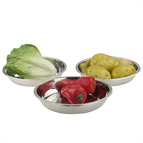 Morcte Stainless Steel Round Plates Dish Set for Dinner Plate, Outdoor Camping, BBQ, Set of 4