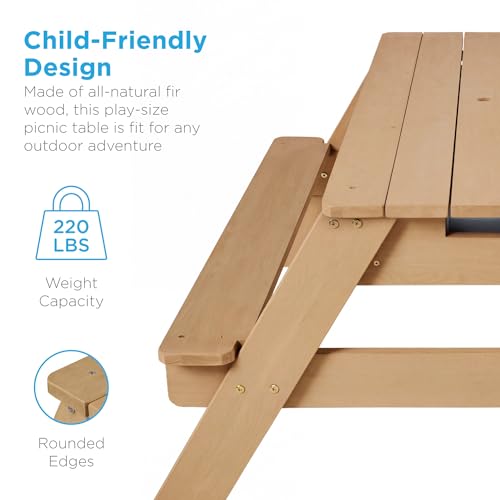 Best Choice Products Kids Picnic Table with Umbrella, 3-in-1 Sand & Water Table, Outdoor Convertible Picnic Table for Toddlers, Seats 4, Removable Top, 2 Buckets - Navy - color: Navy