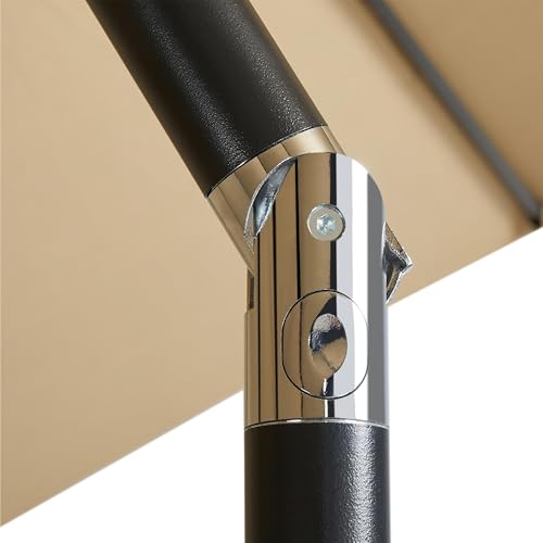 Yaheetech 10FT Patio Umbrella Market Umbrella with 8 Ribs Push Button Tilt and Crank Garden Table Umbrella for Garden, Deck, Backyard, Pool, Beach Tan - color: Tan, size: 10FT