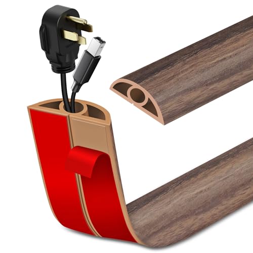 Floor Cord Cover Self Adhesive Cord Hider Floor Extension Cord Covers for Floor Power Cord Protector Cable Management Prevent Cable Trips Cable Cavity 0.32" W x 0.32" H (Smoked Brown Wood, 3.3Ft) - color: Smoked Brown Wood, size: 0.79" x 3.3'