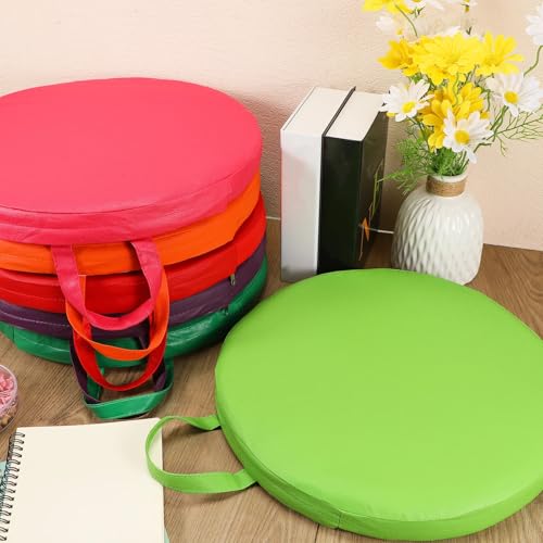 Timgle 25 Pcs Floor Cushions 15 Inch Flexible Seating Bulk Foam Floor Seats Pillows Portable Seating with Handles for Home(Round) - style: Round