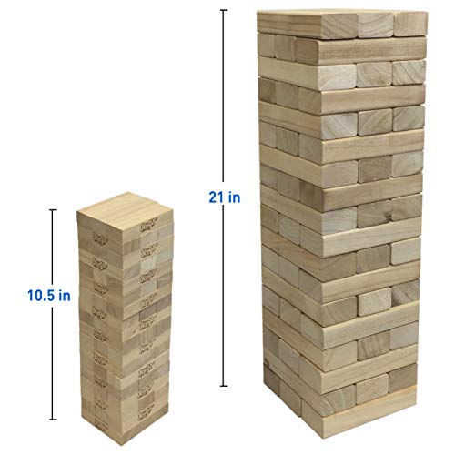 EasyGoProducts 54 Piece Large Wood Block Stack & Tumble Tower Toppling Blocks Game Great for Game Nights for Kids, Adults & FamilyStorage Bag