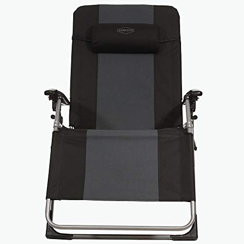 Kamp-Rite Outdoor Folding Reclining Zero Gravity Beach Lawn Chair w/Headrest for Backyard, Camping, Tailgating, & Sports, 300 LB Capacity, Gray/Black