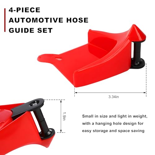4 PCS Car Hose Guide, Tire Hose Roller Preventing Stucking and Snagging Under The Wheels, Plastic Detailing Tyre Hose Guide Vehicle Washing Tool for Cars Trucks SUVs (Red) - color: Red