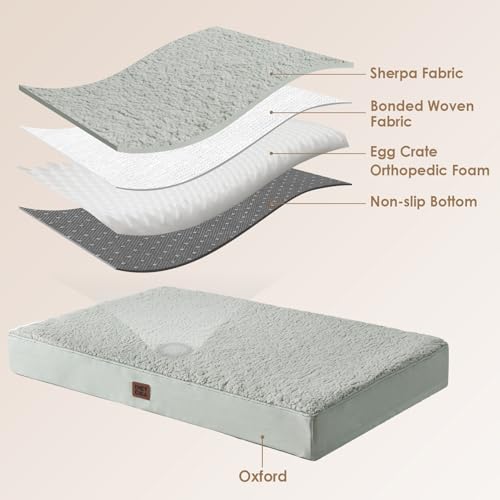 EHEYCIGA Washable Dog Beds for Extra Large Dogs, XL Dog Bed with Removable Cover for Crate, Orthopedic Foam Pet Bed Dog Mat Mattress Cushions for Extra Large Dogs, Greyish Green(41 x 27) - color: Greyish Green, size: 41*27*3.5 inches