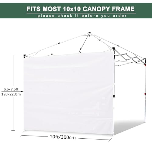SideWalls for 10x10 Pop up Canopy Frame, 3 Pack White SunWall and 1Pack Door Only, (with Zippers) - color: White, size: 4 Sidewalls
