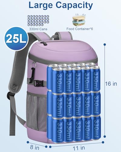 Pritent Cooler Backpack Insulated Waterproof,30/45 Cans Backpack Coolers Leakproof Lunch Backpack for Men Women Portable Soft Cooler Bag for Beach Camping Trave Picnic - color: leather purple, size: 30 Cans