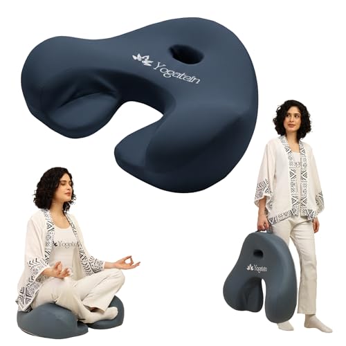 Ergonomic Meditation Cushion with Foot Rest & Carry Strap – Large Floor Cushion for Adults – Meditation Seat & Yoga Cushion for Mindfulness, Sound Healing & Reiki - color: Blue
