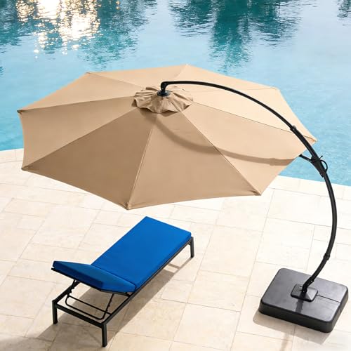 11ft Outdoor Patio Umbrella with Base Included – Heavy Duty Patio Sun Shade, High Wind Resistant & UPF 50+ Fabric, 360° Rotation & Adjustable Tilt for Poolside, Backyard, Deck, Garden and Patio