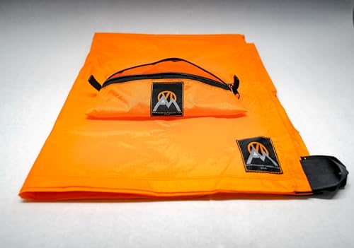 VIAM Outdoors | Multicloth 2.0 Water Resistant Ultralight Lightweight Backpacking Camping Survival and Ground Tarp | 1.9oz Orange | Measures 56 inches by 72 inches | has Stake Loops - color: Multi-cloth 2.0