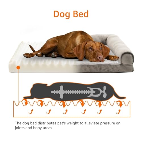 Amazon Basics Dog Bed with Cooling Gel Memory Foam, Pressure-Relief Support for Dogs up to 30lbs, Non-Slip Bottom, Machine Washable Cover, Medium Sized (30" x 20"), Taupe - color: Taupe, size: Medium, style: Sofa-Style Bed