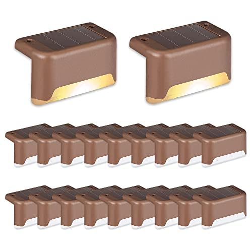 SOLPEX 20 Pack Solar Deck Lights Outdoor, Waterproof Led Lights for Outdoor Stairs, Step, Fence, Yard, Patio, and Pathway(Warm White) - color: Warm White, size: 20