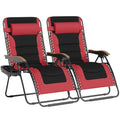 PHI VILLA XXL Oversized Padded Zero Gravity Chair Set of 2, Foldable Patio Recliner, 30" Wide Seat Anti Gravity Lounger with Armrest and Cup Holder, Support 400 LBS (Red) - color: Red, style: 2 Pcs