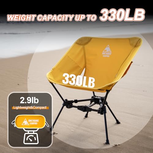 ONETIGRIS Tigerblade Camping Chair, Lightweight Folding Backpacking Hiking Chair, Compact Portable 330 lbs Capacity - color: Yellow