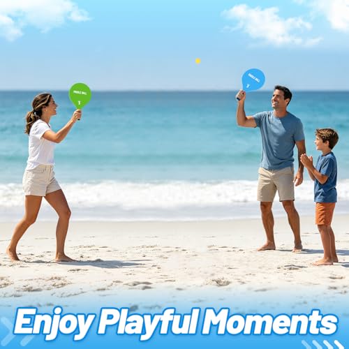 2 Sets Beach Games Toy Paddle Ball Set - Funny Paddleball Rackets Game, Outdoor Sports Toys for Kids Adults Family Games Yard Lawn Party Supplies, Blue Green - color: Blue, Green, size: Large