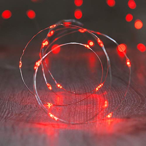 XINKAITE String Lights, 10FT/3M Red LED, Waterproof, Indoor/Outdoor, Battery Operated, 30 Super Bright Bulbs, Perfect for Holidays & Parties - color: Red, size: 10ft
