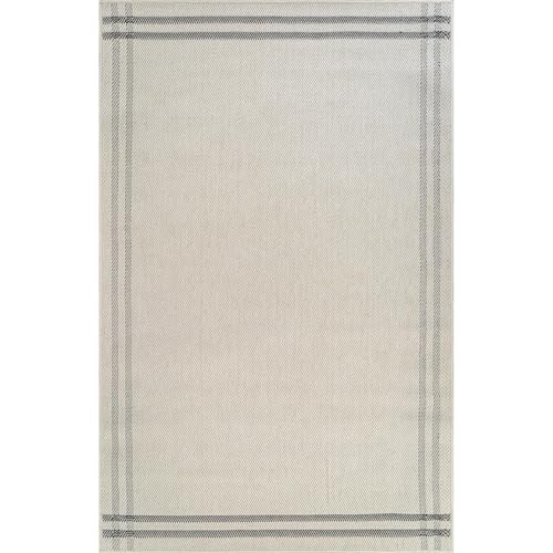Luul Home Easy Jute Rugs 6x9 Bordered Bone Color Living Room Indoor Outdoor Area Rug for Patio and Kitchen Rug High Traffic Washable Easy to Clean Solid Boho Woven Design Outside Carpet (6 x 9) - color: Bordered/Bone Black, size: 6' x 9' (Rectangular)