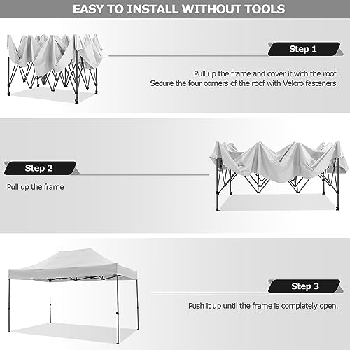 COBIZI 10x15 Pop up Canopy Gazebo 3.0, Easy up Heavy Duty Canopy with 4 Removable Sidewalls, High Stability, All Weather Sunshade 100% Waterproof Outdoor Canopy Tents, White - color: White, size: 10x15 with 4 sidewalls