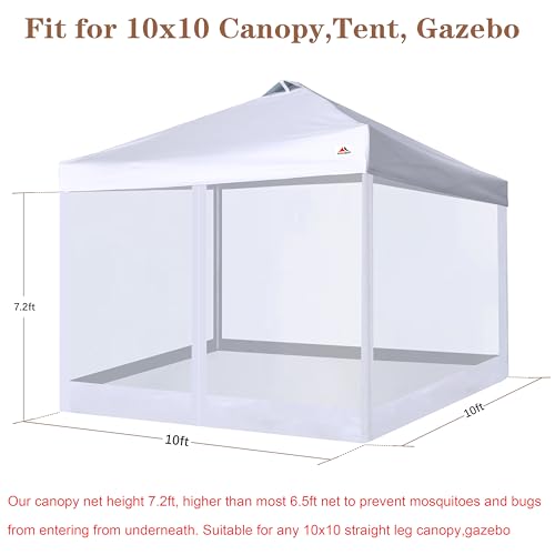 SCOCANOPY Replacement Mesh sidewall for Most 10x10 Canopy Or Gazebo,(White) - color: White, size: 10X10