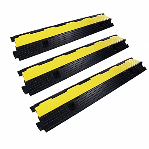 Rubber Cable Ramp Cord Cover Cable Protector Ramps Wire Hose Protective 1 Channel 22000Lbs Load Capacity Traffic Speed Bump for Asphalt Concrete Gravel Driveway Indoor Outdoor, 3 Pack - color: 1 channel-3 pack
