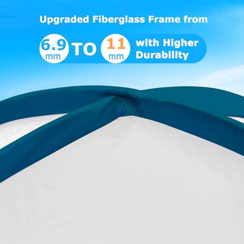 COMMOUDS Beach Tent Sun Shade for 3/4/6/8 Person, UPF 50+ Beach Sun Shelter Canopy Tent, Lightweight, Easy Set Up and Carry - color: Silver, size: 8 Person