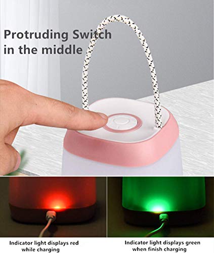 Night Light for Kids, USB Rechargeable Nursery Lamp Portable Camping Lantern with 3 Light Modes for Camping,Emergency,Bedroom,Indoor and Outdoor(Pink, 1 Pack) - color: Pink