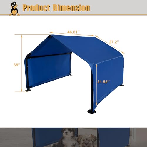Outdoor Pet Shade Dog Shade Shelter, Versatile Pet Canopy Tent Pet Awning for Dogs, Cats, Small Animals and Livestock, 4'x4'x3' Waterproof, Sun Protection, Blue