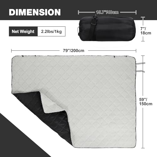 REDCAMP Large Warm Camping Blanket with Sherpa Lining, Cold Weather Warm Outdoor Blanket Waterproof and Windproof for Camping Stadium, Machine Washable 59"x79" White - color: 59"x 79" White