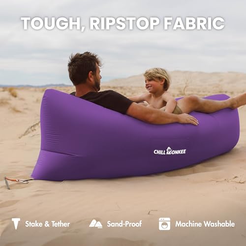 Portable Inflatable Lounger for Beach & Camping – Self-Inflating Air Couch, Beach Sofa, and Outdoor Lounge Chair for Relaxation and Comfort - color: Purple