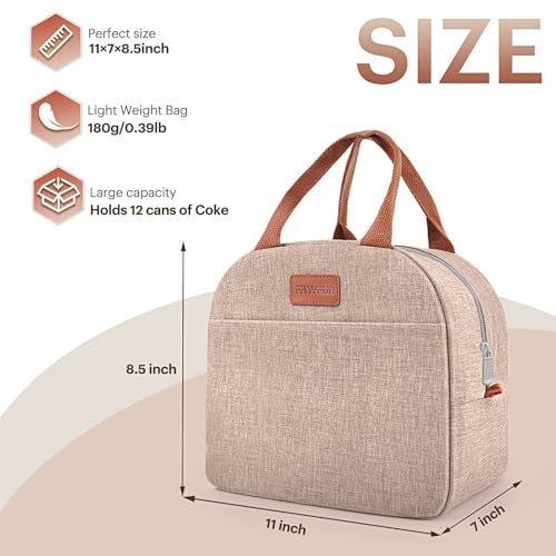 Lunch Bag for Women & Men Adult Insulated Lunch Box, Small Leakproof Cooler Food Lunch Containers Reusable High Capacity Lunch Tote Bags for Work, Travel, Outdoor (KHAKI) - color: Khaki