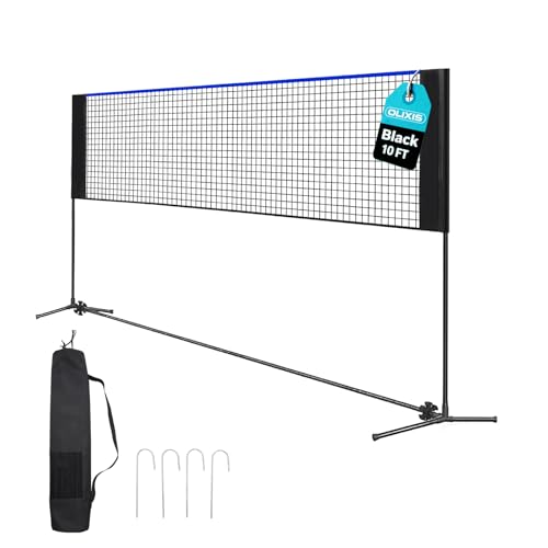 OLIXIS Portable Badminton Net, Height Adjustable Volleyball Net, Badminton Net with Carry Bag, Volleyball Net for Pool, BackyardGame Indoor Outdoor Use - color: Blue, size: 10FT