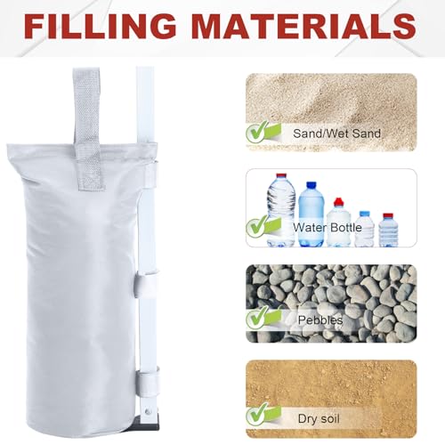 ABCCANOPY Canopy Weights Set of 4-150LBS Sand Bags for Pop up Tent, Weight Bags for Outdoor Gazebo, Trampoline, Pergola, White (Without Sand) - color: White, size: 150lbs