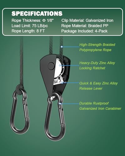 Tinnmao 4-Pack 17.7" Tent Stakes Heavy Duty, with 8" Ratchet Tie Down Straps (1/8" φ) Kit for High Wind, 8mm Solid Steel Spiral Ground Anchors Screw in for Tarp | Canopy | Sand Beach Camping Tent - size: 4 Pack