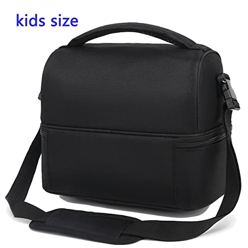 FlowFly Double Decker Cooler Insulated Lunch Bag Large Tote for Boys, Girls, Men, Women, With Adjustable Strap,Black - color: Black