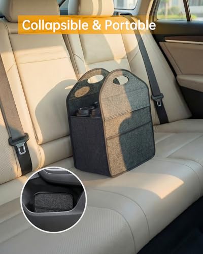 4 Cup Drink Carrier with Handle, Portable Felt Reusable Cup Holder for Hot & Cold Drinks, Coffee Carrier for Delivery, Takeout, Picnics, Parties - size: 4 Cup