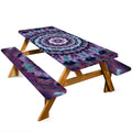 ANNA QUEEN Mandala Picnic Table Cover Set, 6FT Boho Purple Waterproof Tablecloth & Bench Covers 3PCS 72"x30" for Camping Garden Patio Festivals Retreats - color: #4