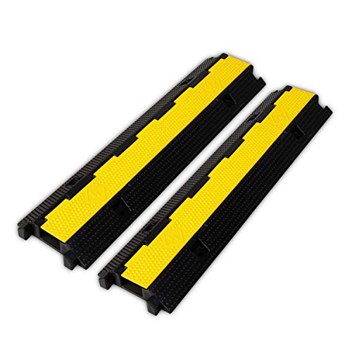 2 Pack Rubber Cable Ramp Hose Cable Protector Ramp 1 Channel 22000Lbs Load Capacity Traffic Speed Bump Wires Power Lines Extension Cord Cover for Indoor Outdoor - color: 22000lbs-1channel-2pack