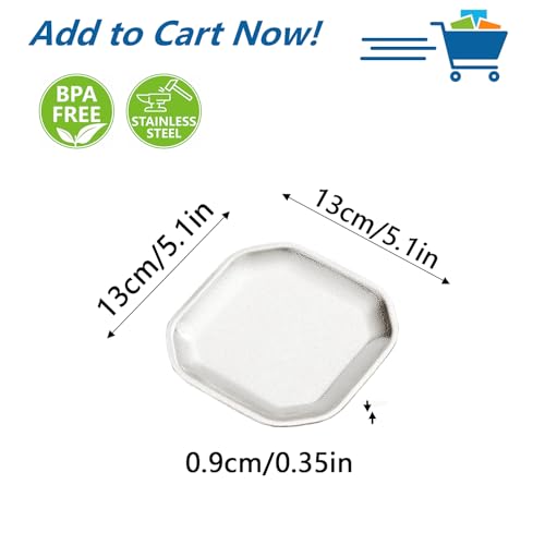 SANQIAHOME 5.1x5.1 inch square Appetizer Plates,thick stainless steel Dinner Plates, Pasta Dessert Plates for Sushi, Fruit oven/Dishwasher Safe, Set of 4,silver - color: Silver, size: 5.1x5.1 in