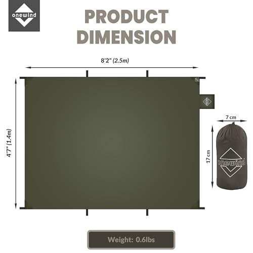 Onewind Tent Footprint, Small Tarp Tent Floor Ground Sheet 4000mm Waterproof Rate PU Coating, 98" *55" Ultralight Camping Tarp for Backpacking, Hiking, Camping, Picnic - color: Od Green-thicker, size: 98" x 55"