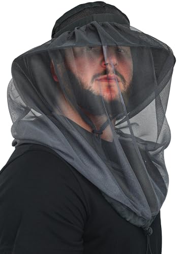 GearTOP Wide Brim Sun Hat for Men & Women, UPF 50+ Fishing Hat with Detachable Neck Flap & Face Cover Gardening Boonie Sunhat - color: Black With Net