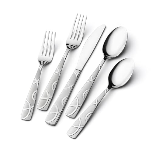 HIKAA 20PCS Silverware Set Service for 4,Premium Stainless Steel Cutlery Set, Mirror Polished Flatware Sets,Modern Kitchen Eating Utensils Set Include Spoons Forks Knives - size: Standard 20PCS
