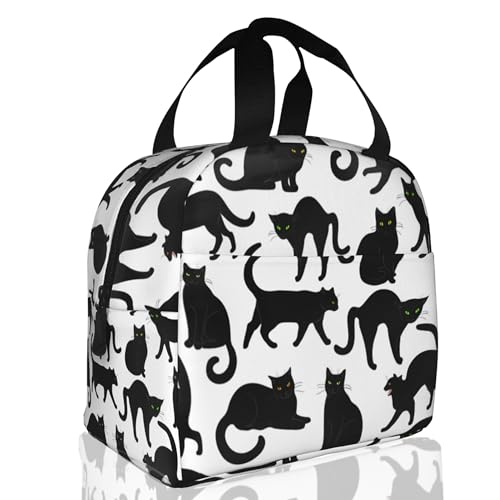 Insulated Lunch Bag, Black Cat Lunch Box for School Student Kids Boys Girls,Leakproof Small Lunch Tote for Adult Men Women,Reusable Lunch Cooler Tote Bag for Office Work Picnic - color: Black Cat