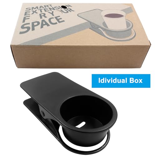 Jiozermi Drinking Cup Holder Clip, Desk Drink Holder with Clip for Water, Soda, Coffee Cup (Black) - color: Black（Without Side Hole）