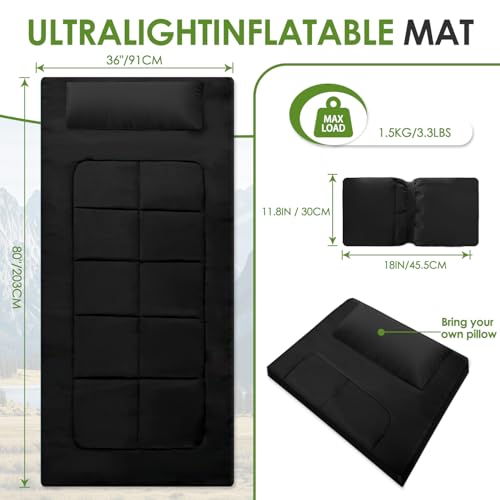 80 x 36 Inch Camping Cot Mattress Floor Mattress Waterproof Sleeping Pad for Camping Travel Easy to Store Floor Pad for Tent Cot Guest Garden Lawn Outdoor Indoor - color: Black