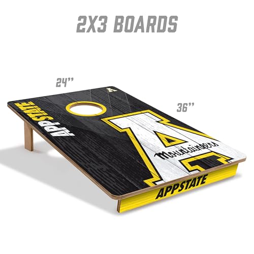 YouTheFan NCAA 2’ x 3’ Wood Cornhole Game with Logo Bags - color: Appalachian State Mountaineers, size: 2' X 3'