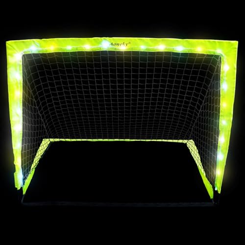 Aoneky 4x3ft LED Light Up Soccer Goal - Glow in The Dark Pop-up Soccer Net